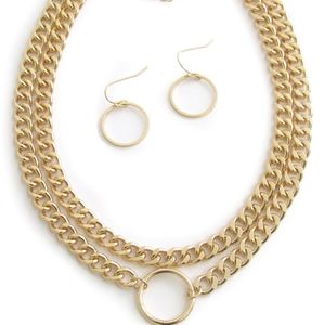 Double Chunky Chain Necklace Set